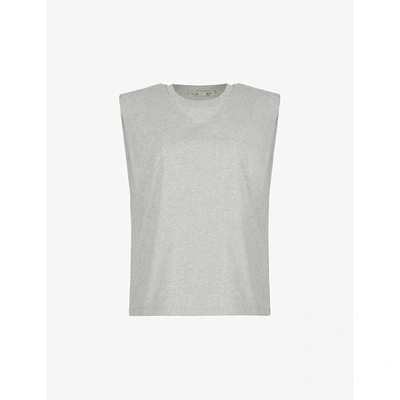 Shop Allsaints Womens Grey Marl Coni Sleeveless Organic-cotton Vest Top S