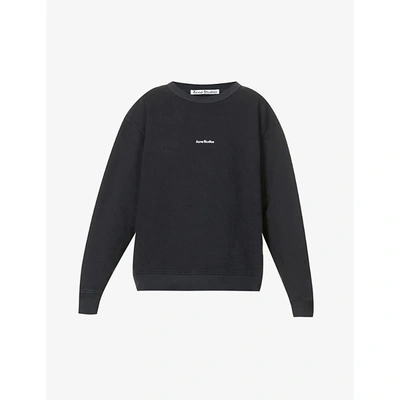 Shop Acne Studios Womens Black Fierre Logo-print Cotton-jersey Sweatshirt M