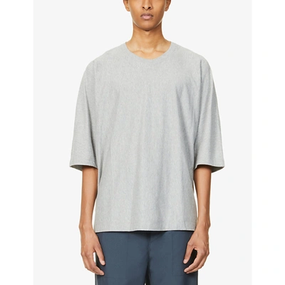 Shop Issey Miyake Crewneck Marled Cotton-jersey T-shirt In Gray (grey)