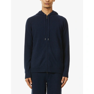 Shop Derek Rose Finley 2 Raglan-sleeved Cashmere Hoody In Navy