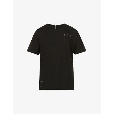 Shop Mcq By Alexander Mcqueen Mens Darkest Black Ic0 Logo-appliqué Cotton-jersey T-shirt M