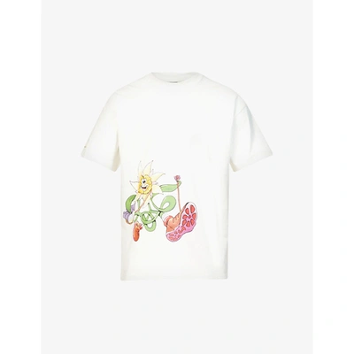 Shop Jacquemus Mens Off White Le Tshirt Randonnee Graphic-print Cotton-jersey T-shirt S