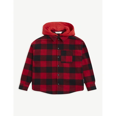Shop Palm Angels Boys Red Kids Hooded Cotton Shirt 6-10 Years 8 Years