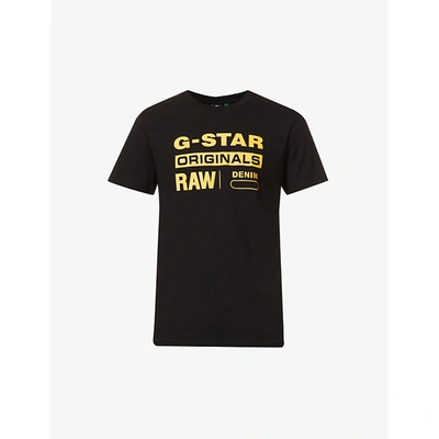 Shop G-star Mens Dk Black Logo-print Cotton-jersey T-shirt