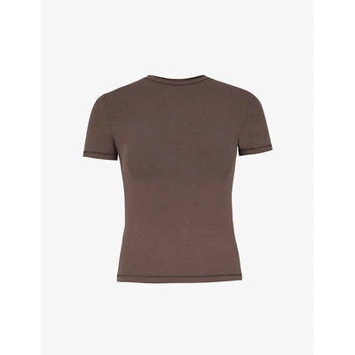 Shop Skims Womens Garnet Round-neck Cotton-jersey T-shirt Xxl