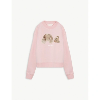 Shop Palm Angels Girls Baby Pink Kids Logo-print Long-sleeve Cotton Sweatshirt 4-10 Years 6 Years