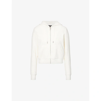 Shop Juicy Couture Brand-embroidered Velour Hoody In Sugar Swizzle