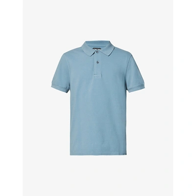 Shop Tom Ford Mens Blue Regular-fit Cotton Polo Shirt 38