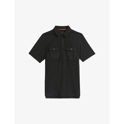 Shop Ted Baker Mens Black Larks Relaxed-fit Cotton Piqué Polo Shirt 36