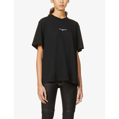 Shop Stella Mccartney Womens Black Logo-print Cotton-jersey T-shirt 6