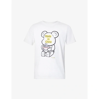 Shop Medicom Mens White Noodle Beartee Graphic-print Cotton-jersey T-shirt L