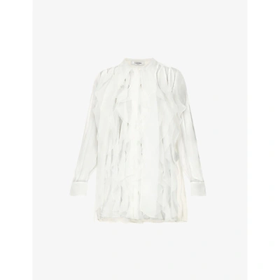 Shop Valentino Womens Ivory Ruffle-trimmed Silk Blouse 12