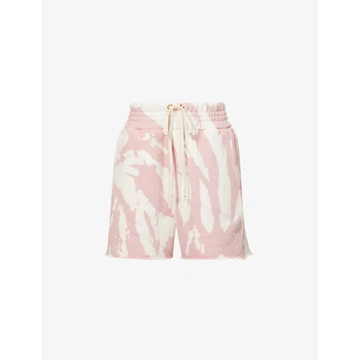 Shop Les Tien Womens Mauve/ivory Td Tie-dye Print Mid-rise Cotton-jersey Shorts L