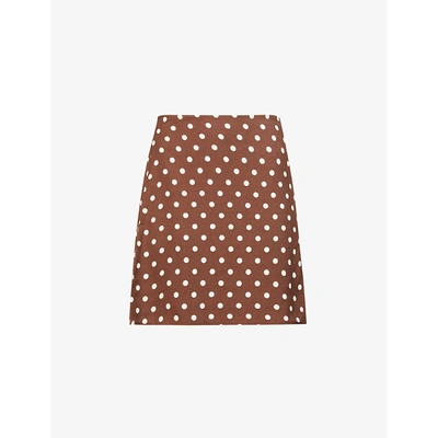 Shop Reformation Womens Au Lait Margot Polka Dot Woven Mini Skirt 6