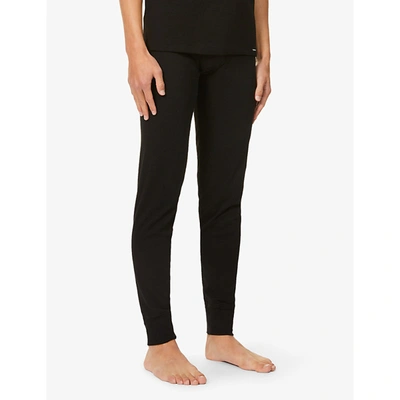 Shop Tom Ford Slim Branded-waistband Stretch-cotton Leggings In Black