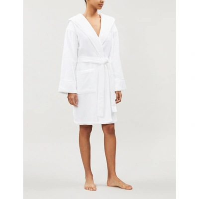 The White Company Unisex Hydrocotton Short Hooded Robe In White