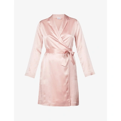 Shop La Perla Essence Wrap-around Silk Robe In G195 Pink Powder