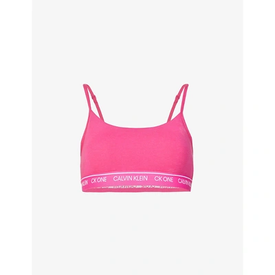 Shop Calvin Klein Womens Party Pink Ck One Cotton-blend Logo-print Bralette L