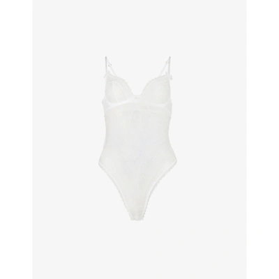 Shop Agent Provocateur Women's White Hinda Sheer Stretch-lace Body