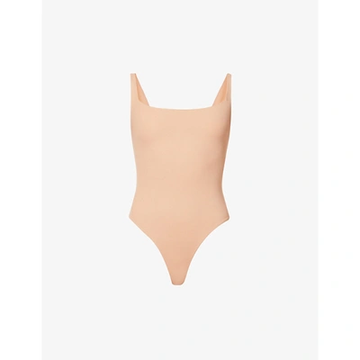 Shop Skims Fits Everybody Square-neck Stretch-jersey Body In Clay