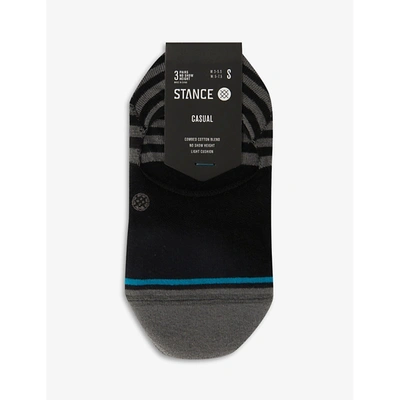 Stance Sensible No Show Cotton-blend Socks Pack Of Three In Black