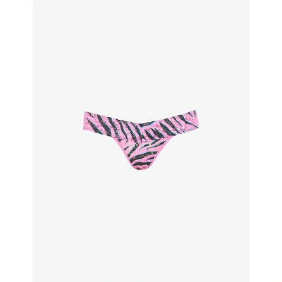 Shop Hanky Panky Womens Pink Multi Signature Low-rise Stretch Lace Zebra Thong 1 Size