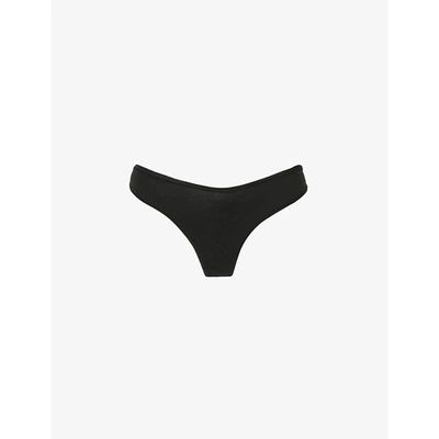 Shop Skims Women's Soot Dipped Mid-rise Stretch-cotton Jersey Thong