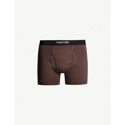 Shop Tom Ford Men's Nude 6 Logo-embroidered Cotton-blend Jersey Boxers