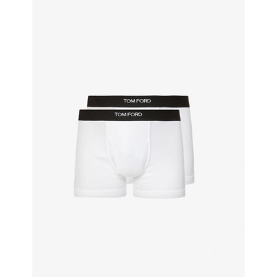 Shop Tom Ford Pack Of Two Slim-fit Stretch-cotton Boxers In White