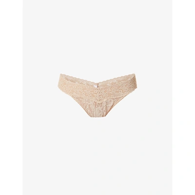 Shop Hanky Panky Signature Original-rise Stretch-jersey Thong In Chai