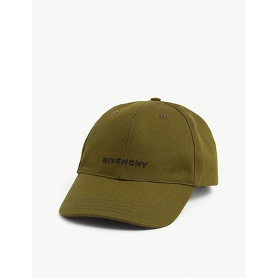 Shop Givenchy Mens Dark Khaki Logo-embroidered Canvas Cap