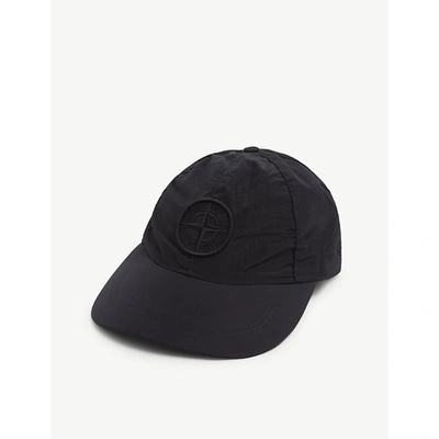 Shop Stone Island Mens Black Logo-appliqué Shell Baseball Cap