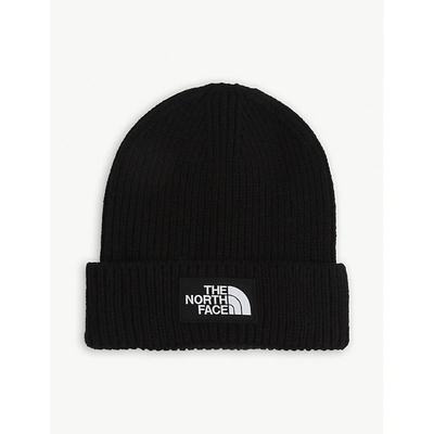 Shop The North Face Mens Tnf Black Logo-embroidered Knit Beanie