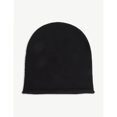 Shop Johnstons Womens Black Cashmere Beanie Hat