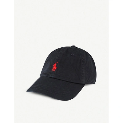 Shop Polo Ralph Lauren Men's Rl Black/rl2000 Red Logo-embroidered Cotton Chino Baseball Cap