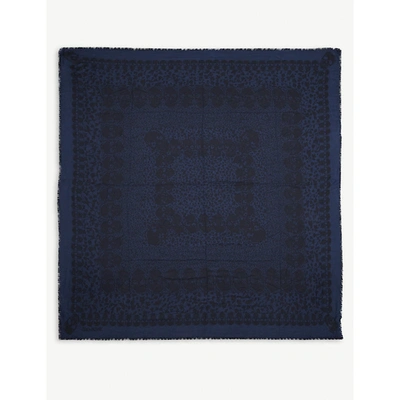 Shop Zadig & Voltaire Womens Navy Kerry Skull-print Woven Scarf 1 Size