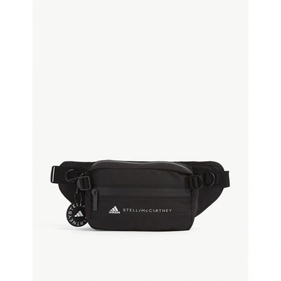 Shop Adidas By Stella Mccartney Black White Branded Recycled-polyester Belt Bag 1 Size