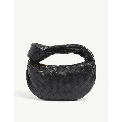 Shop Bottega Veneta Womens Black Gold The Mini Jodie Intrecciato Leather Hobo Bag 1size