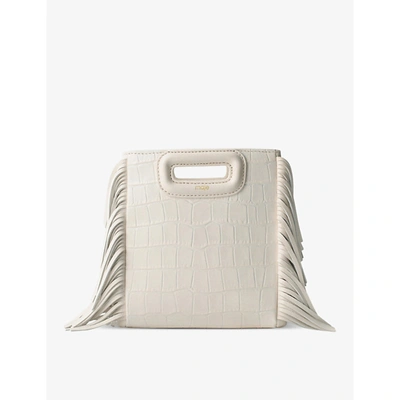 Maje Ecru Mini M Croc-embossed Leather Shoulder Bag 1 Size In Ecru