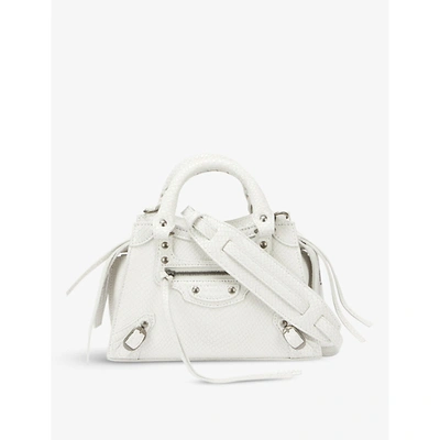 Shop Balenciaga Womens White Neo Classic City Mini Snake-embossed Leather Tote Bag