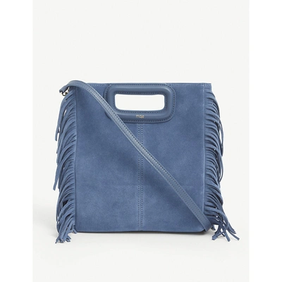 Shop Maje Womens Steel Blue M Suede Shoulder Bag 1 Size