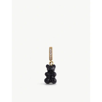 Shop Crystal Haze Nostalgia Bear-shaped 18ct Yellow Gold-plated Brass, Resin And Zirconia Charm In Black