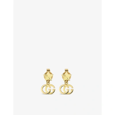 Shop Gucci Womens Yellow Gold Gg Running Engraved 18ct Yellow-gold Drop Earrings