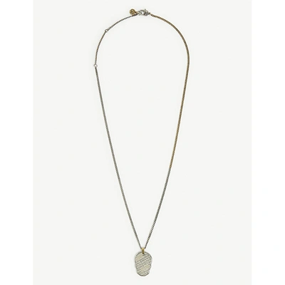 Shop Alexander Mcqueen Mens Silver Gold Skull-tag Two-toned Brass Necklace
