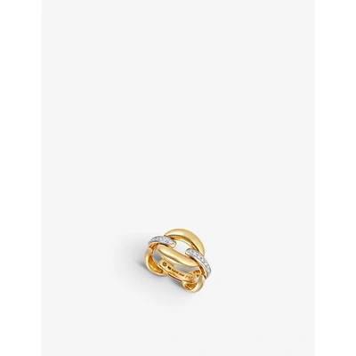 Shop Nadine Aysoy Womens 18kt Yellow Gold Cantena 18ct Yellow Gold And 0.20ct White Diamond Ring 54mm