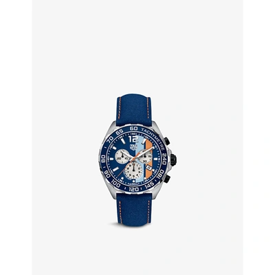 Shop Tag Heuer Caz101n.fc8243 Formula 1 Stainless-steel And Leather Quartz Watch In Blue