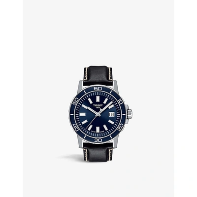 Shop Tissot Men's Black T1256101604100 Supersport Gent Stainless-steel And Leather Quartz Watch