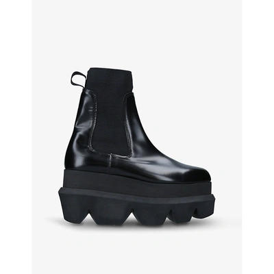 Shop Sacai Womens Black Platform Leather Chelsea Boots 4