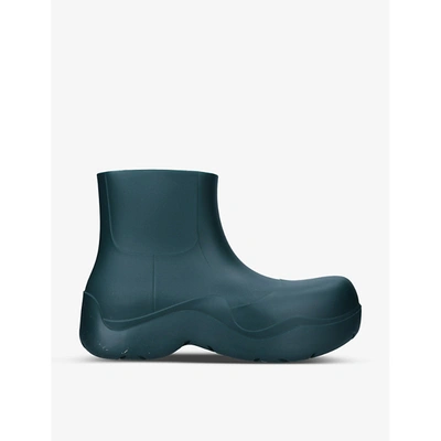 Shop Bottega Veneta Mens Dark Green Puddle Biodegradable Rubber Ankle Boots