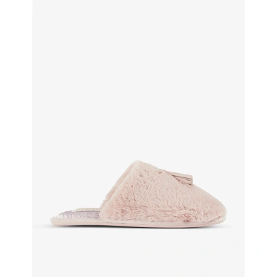 Shop Ted Baker Womens Petal Pink Tassel-embellished Faux-fur Slippers 4